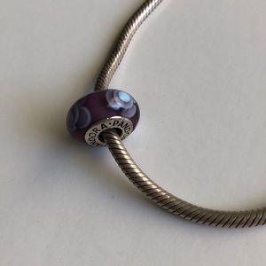 Purple Flower Glass Pandora Bead